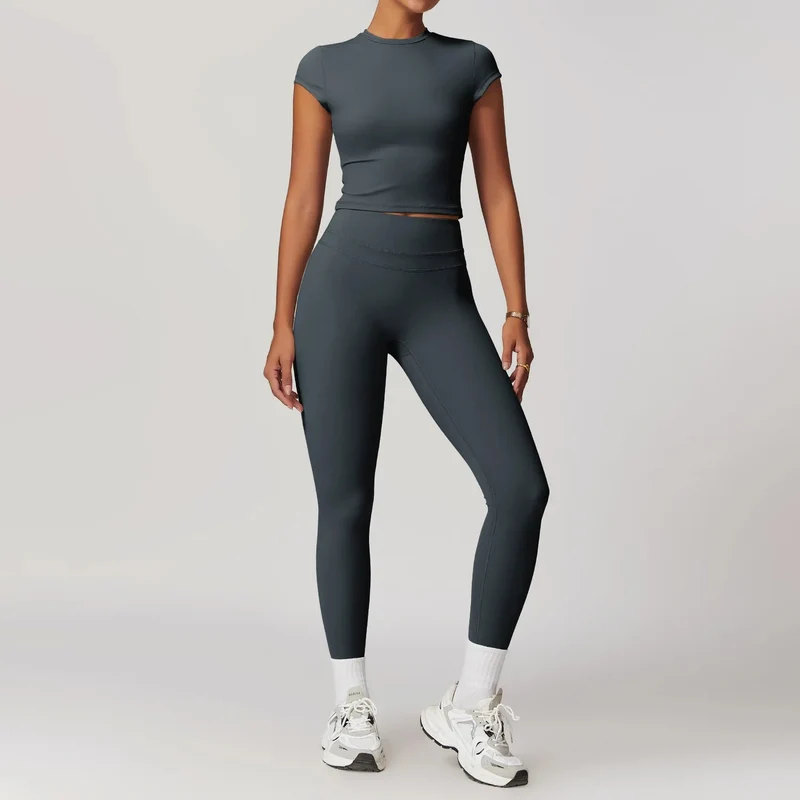 Mikeyoga Damen-Yoga-Set – 2-teilige Sportbekleidung: Leggings und Crop-Top