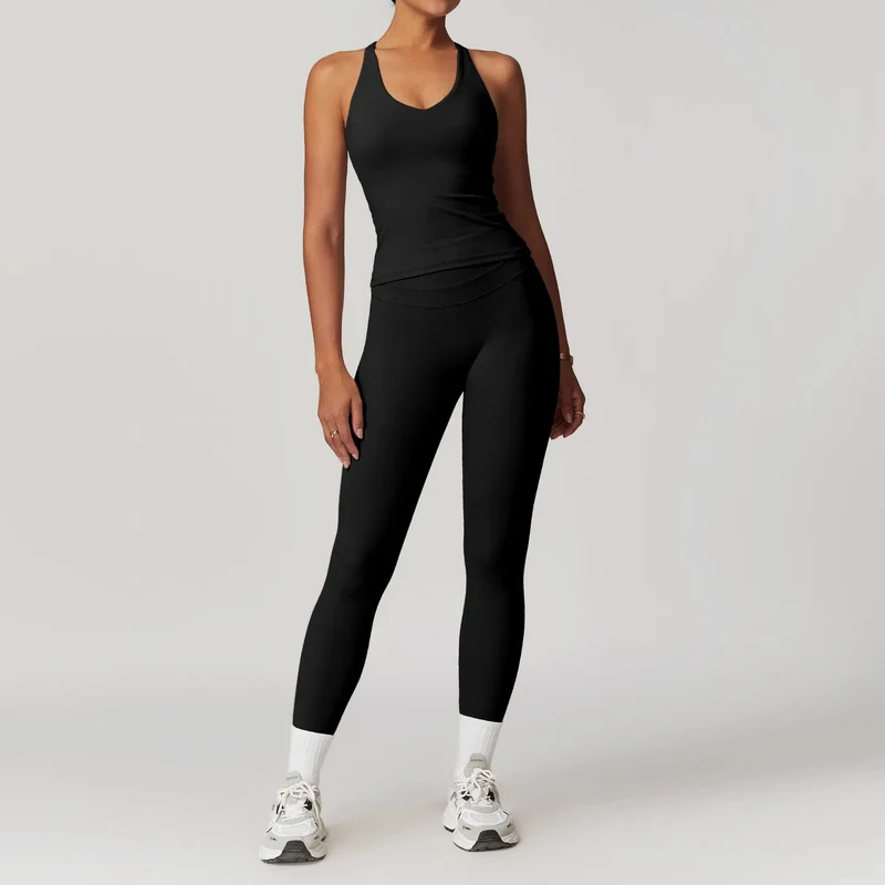 Mikeyoga Damen-Yoga-Set – 2-teilige Sportbekleidung: Leggings und Crop-Top
