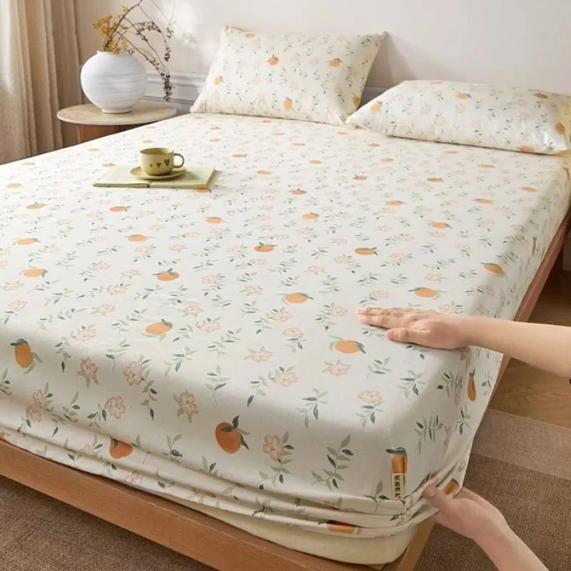 Bedrucktes Spannbettlaken-Set aus grobem Stoff – Four Seasons Kollektion, 3-teilig