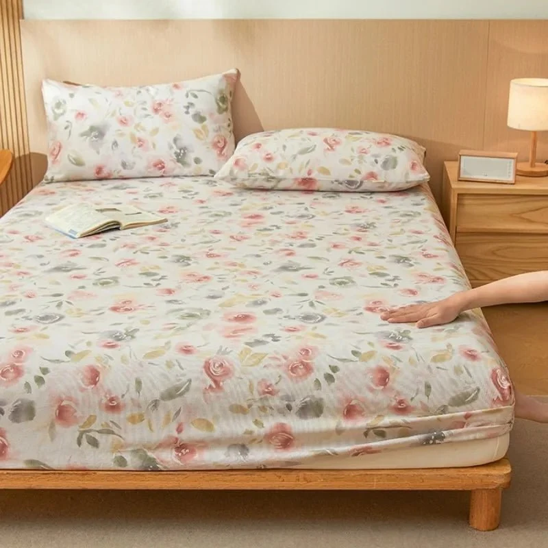 Bedrucktes Spannbettlaken-Set aus grobem Stoff – Four Seasons Kollektion, 3-teilig