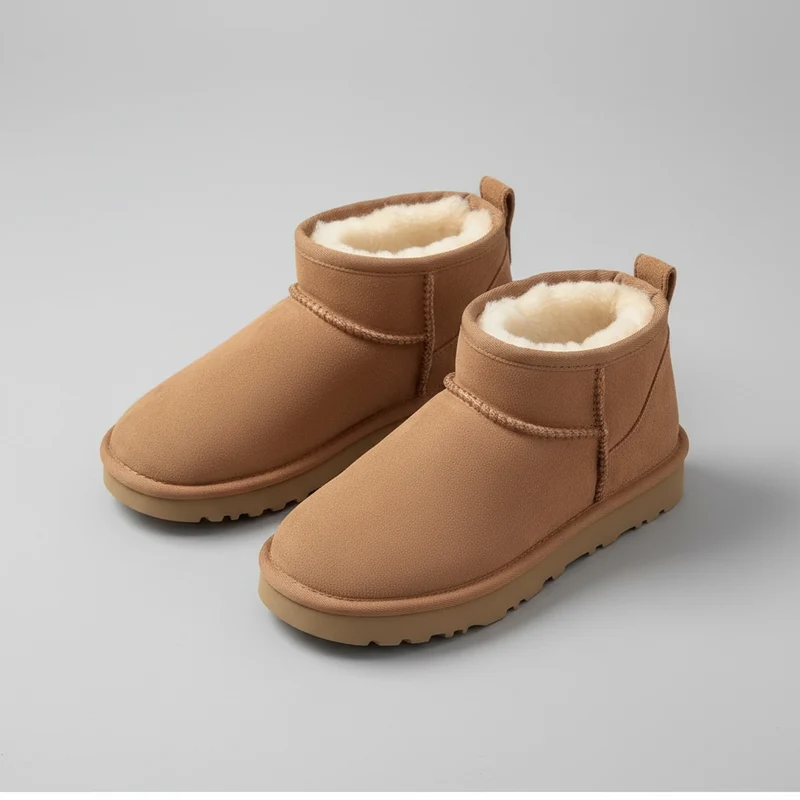 Stilvolle Winterstiefel aus Lammfell und Leder für ultimative, lässige Wärme