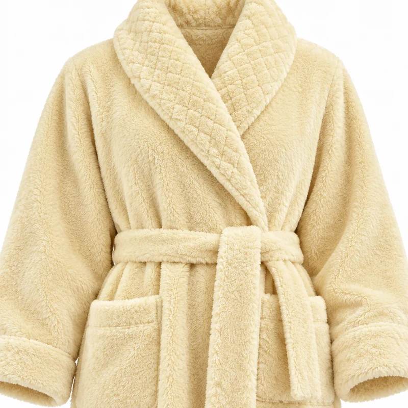 Oversized Fleece-Bademantel für Herren – Korallenfarbener Flanell-Kimono-Bademantel für Paare