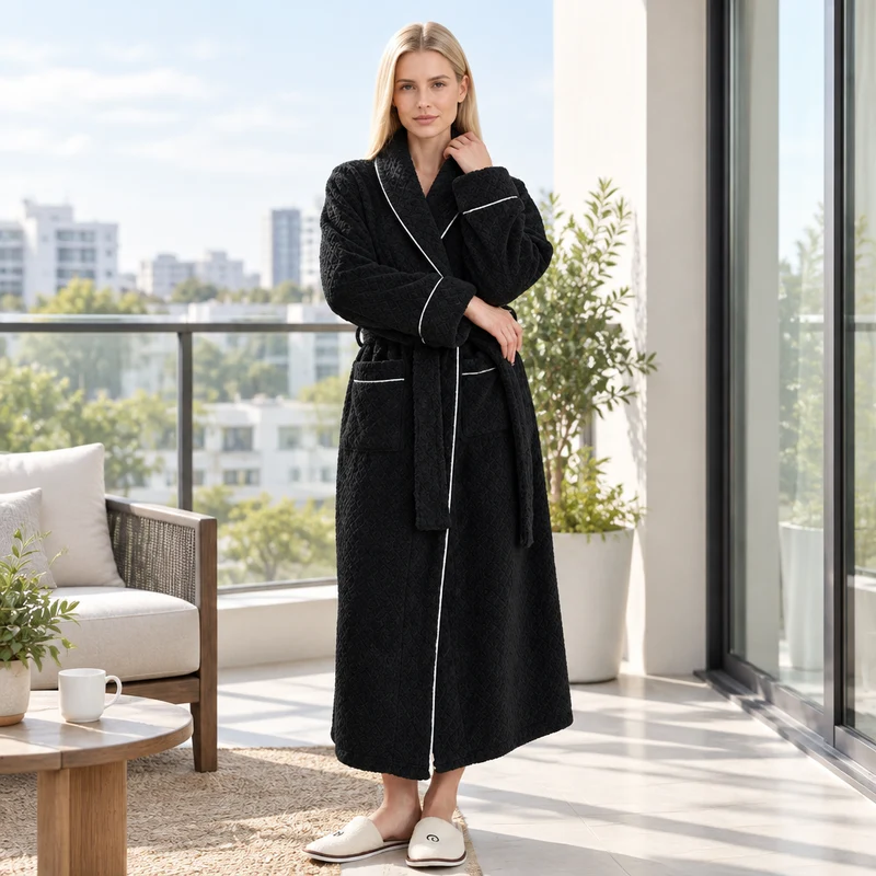 Oversized Fleece-Bademantel für Herren – Korallenfarbener Flanell-Kimono-Bademantel für Paare