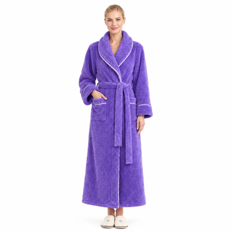 Oversized Fleece-Bademantel für Herren – Korallenfarbener Flanell-Kimono-Bademantel für Paare