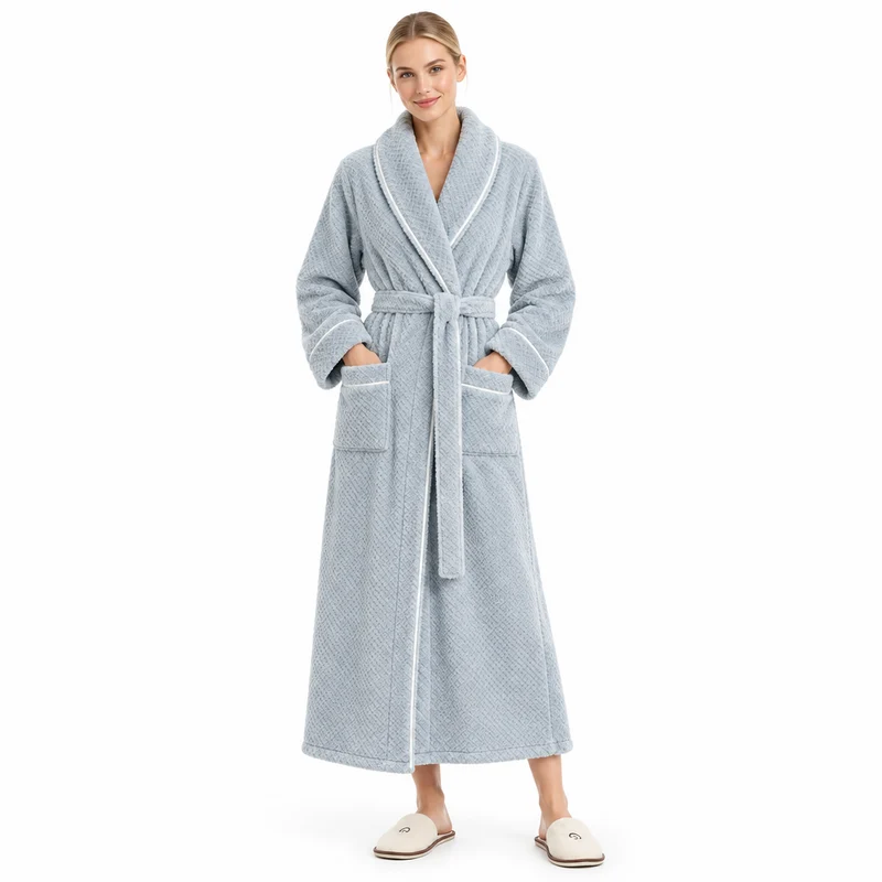 Oversized Fleece-Bademantel für Herren – Korallenfarbener Flanell-Kimono-Bademantel für Paare