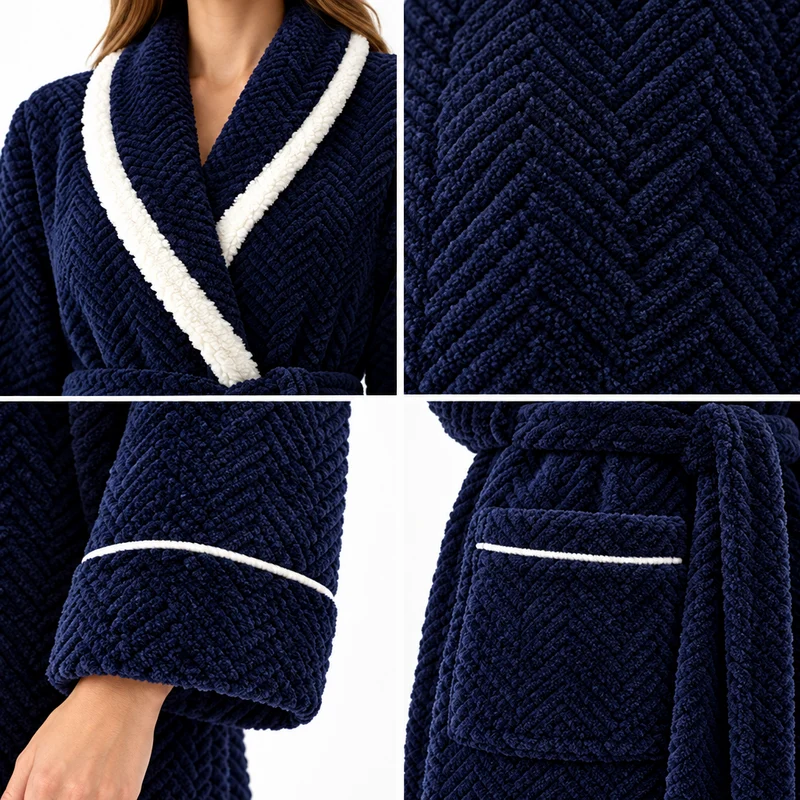 Oversized Fleece-Bademantel für Herren – Korallenfarbener Flanell-Kimono-Bademantel für Paare