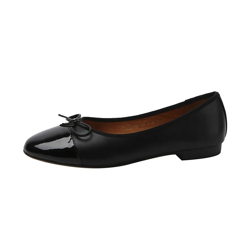 Luxuriöse Lederballerinas für Damen – runde Zehenpartie mit Schleifendetail
