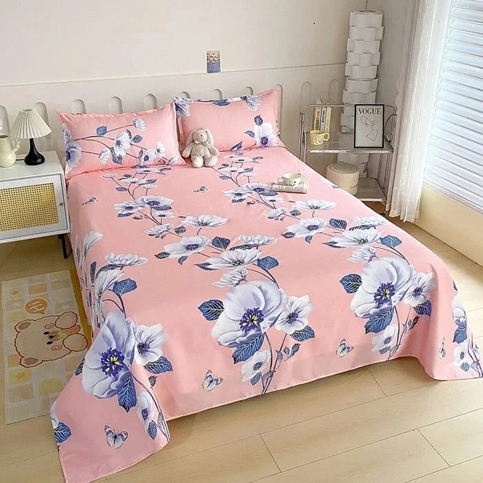 Bettwäsche mit rotem Blumenmuster – erhältlich in den Größen Doppelbett, Einzelbett, Queensize und Kingsize.
