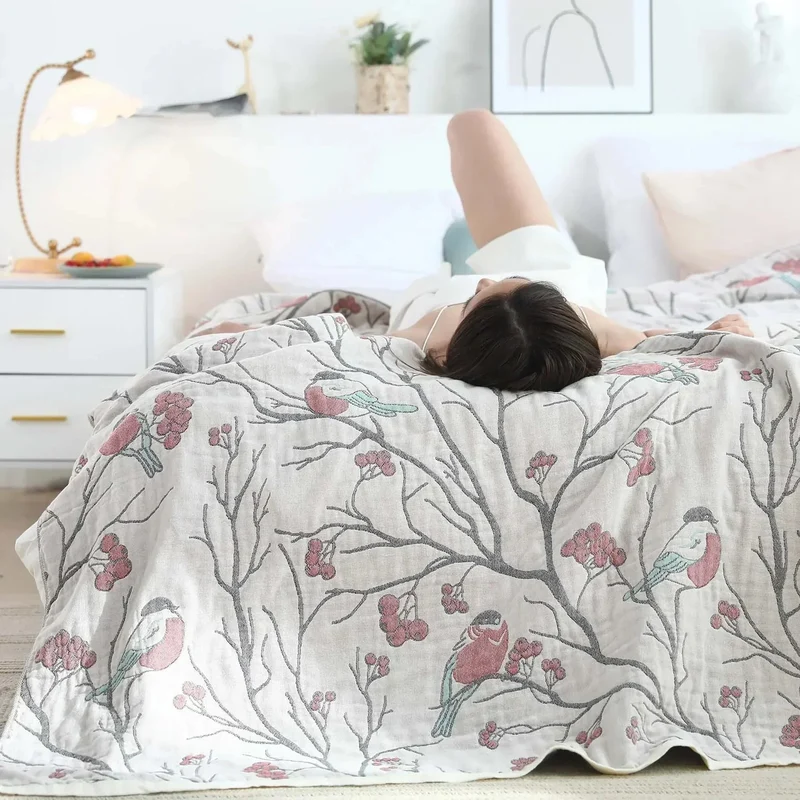 Weiche Sommerdecke aus japanischer Baumwollgaze für Sofa und Bett – leichte und atmungsaktive Bettwäsche