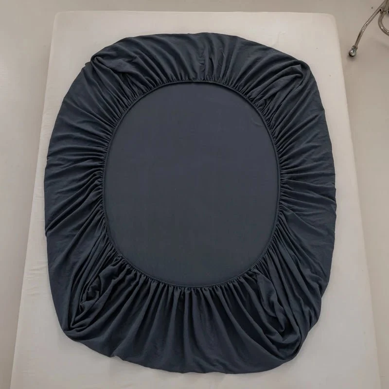 Spannbettlaken aus Baumwolle mit Gummizug, einfarbig, gewaschener Baumwoll-Matratzenbezug für Einzel-, Doppel-, Kingsize- und Queensize-Betten (140/160/200 cm)
