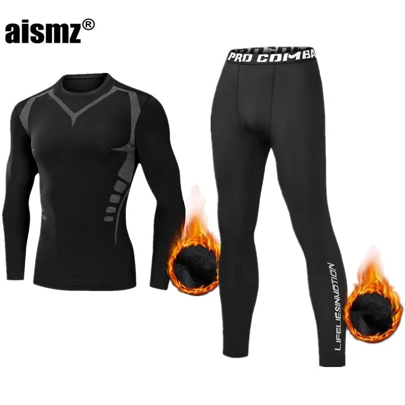 Thermounterwäsche-Set für Herren im Winter – Kompressions-Fleece-Unterwäsche, lange Unterwäsche, erste Schicht Sportbekleidung