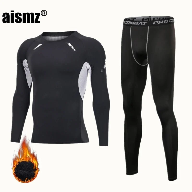 Thermounterwäsche-Set für Herren im Winter – Kompressions-Fleece-Unterwäsche, lange Unterwäsche, erste Schicht Sportbekleidung