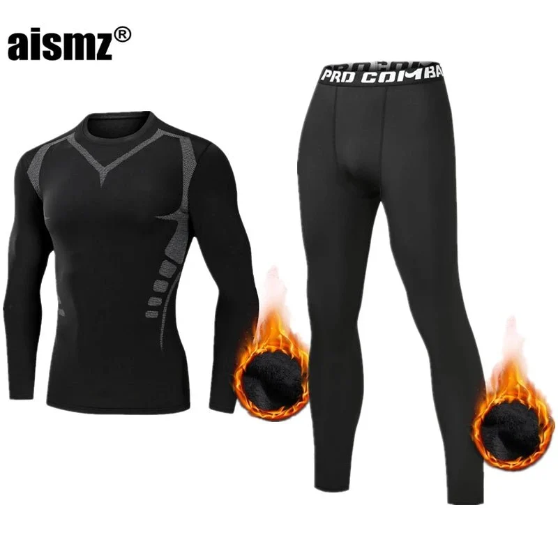 Thermounterwäsche-Set für Herren im Winter – Kompressions-Fleece-Unterwäsche, lange Unterwäsche, erste Schicht Sportbekleidung