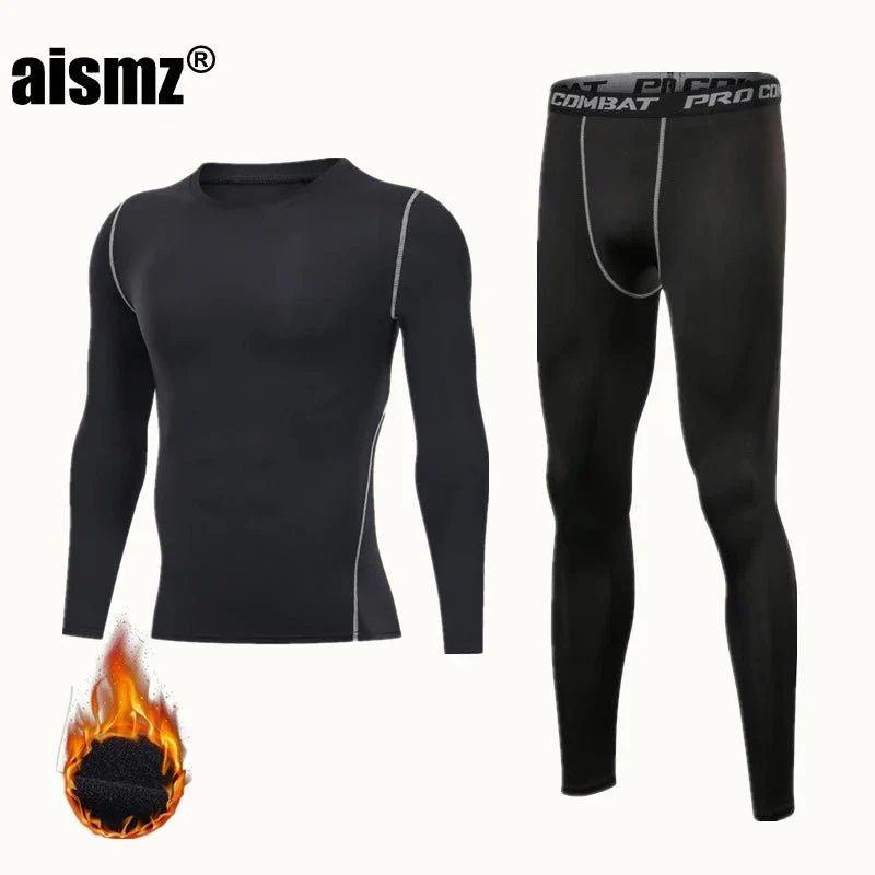 Thermounterwäsche-Set für Herren im Winter – Kompressions-Fleece-Unterwäsche, lange Unterwäsche, erste Schicht Sportbekleidung
