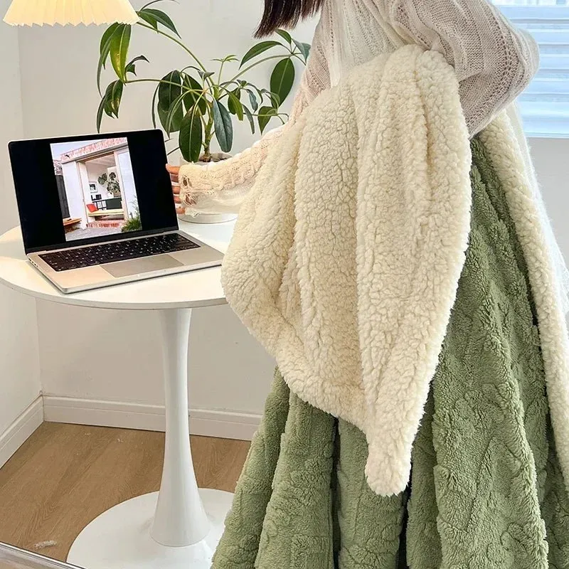 Kuschelige Wolldecke für Bett und Sofa – Plüschige Lammsamtdecke für Zuhause, Büro und Reisen