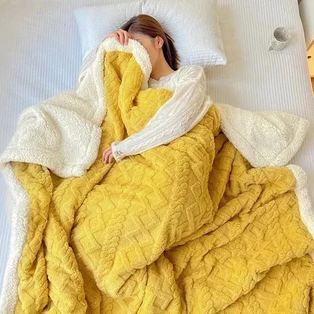Kuschelige Wolldecke für Bett und Sofa – Plüschige Lammsamtdecke für Zuhause, Büro und Reisen