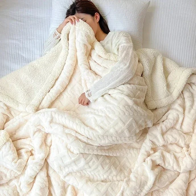 Kuschelige Wolldecke für Bett und Sofa – Plüschige Lammsamtdecke für Zuhause, Büro und Reisen
