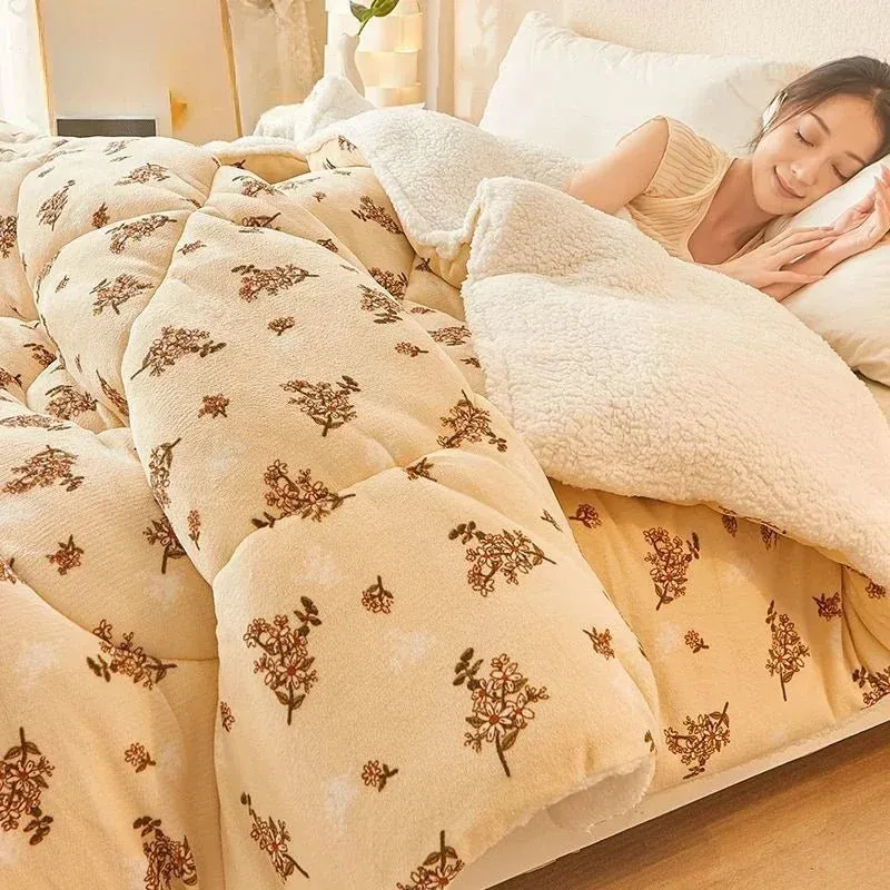 Winterliche Lammwolldecke – Dicke und warme Plüschdecke für Einzel- und Doppelzimmer im Studentenwohnheim