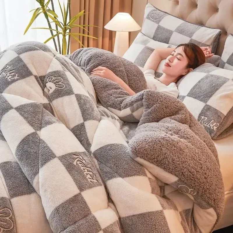 Winterliche Lammwolldecke – Dicke und warme Plüschdecke für Einzel- und Doppelzimmer im Studentenwohnheim