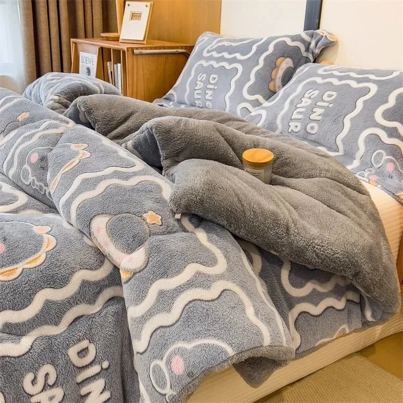 Lammfleece-Decke – Superwarme Steppdecke für Winter und Herbst, dicke Bettdecke für Einzel- und Doppelbetten