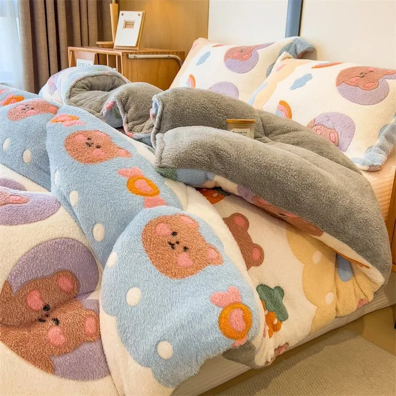 Lammfleece-Decke – Superwarme Steppdecke für Winter und Herbst, dicke Bettdecke für Einzel- und Doppelbetten