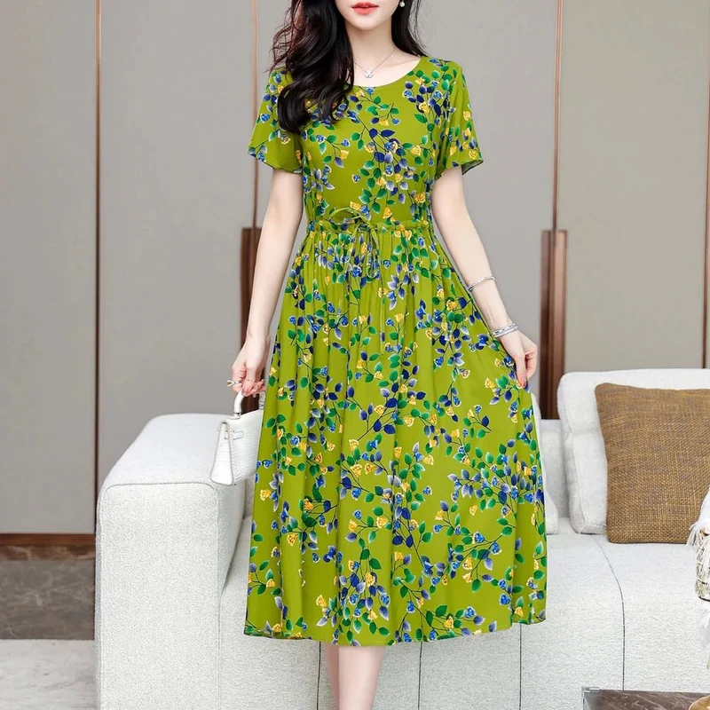 Sommerkleid für Damen in Übergröße, Kurzarm, bedruckt, lässig