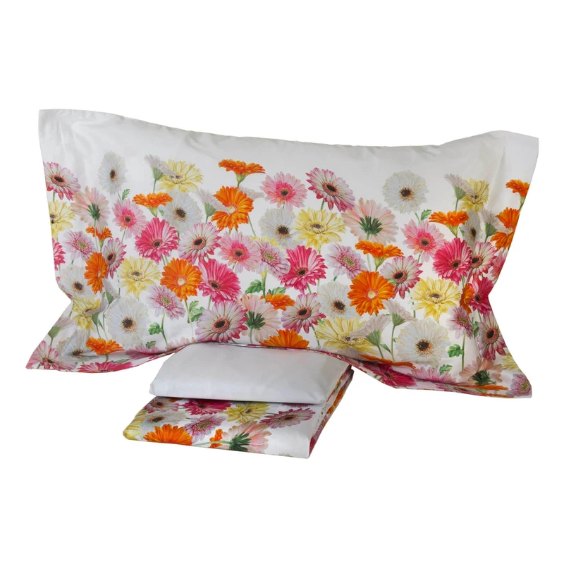 Completo Lenzuola in Raso di cotone Fiori-di-gioia Mirabello Floreale