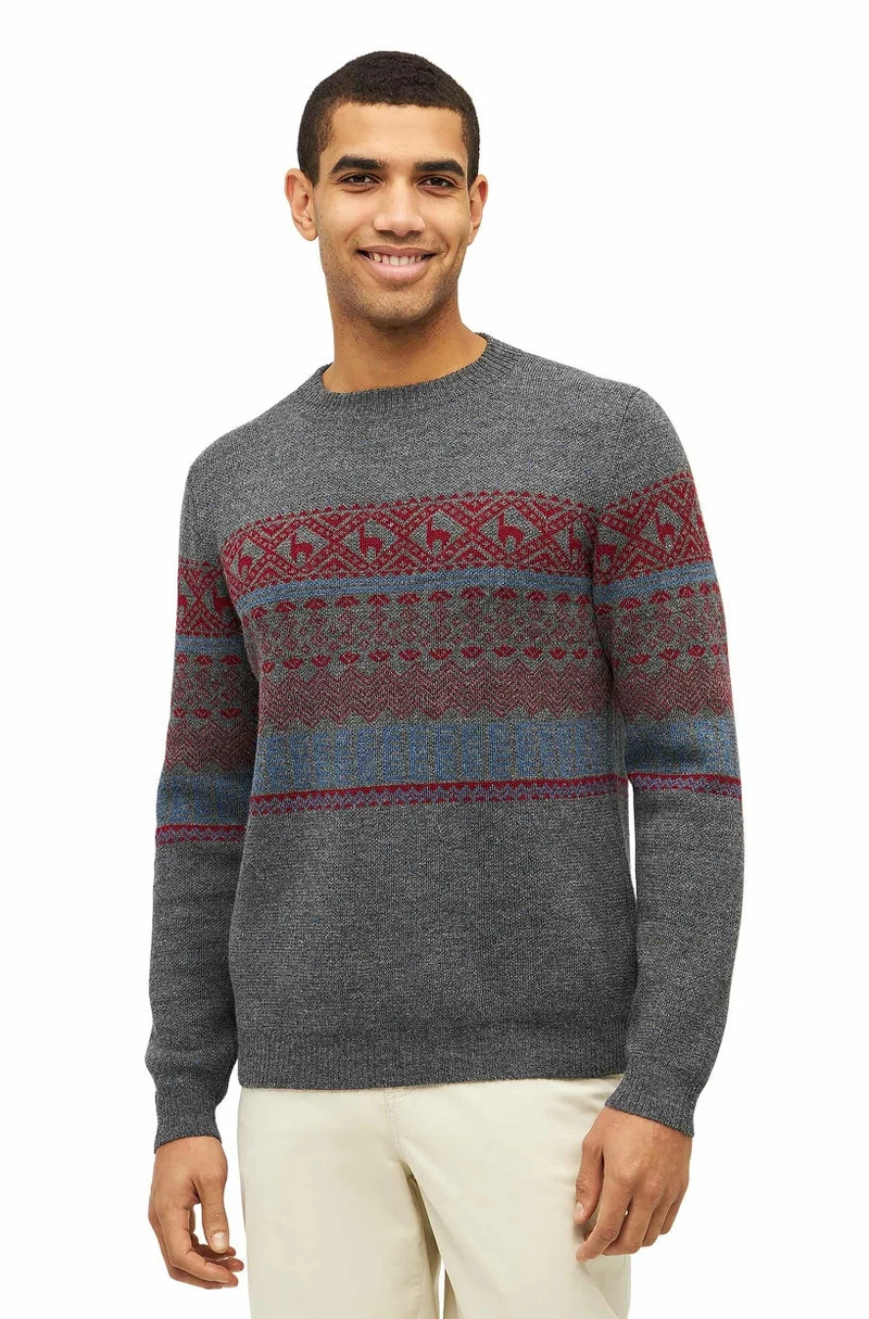 Apu Kuntur - Alpaka Pullover Herren NEVADA – Norweger-Stil aus Baby Alpaka