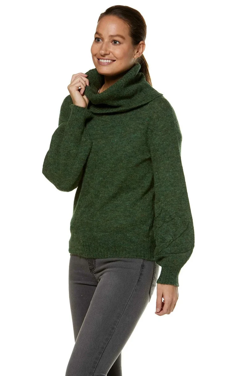 Alpaka Rollkragenpullover SALOMON – Modischer Crop-Strick mit Applikationen