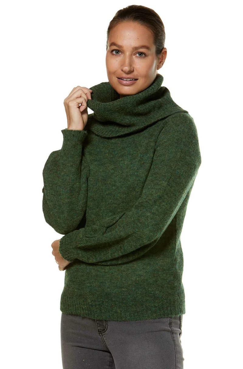 Alpaka Rollkragenpullover SALOMON – Modischer Crop-Strick mit Applikationen