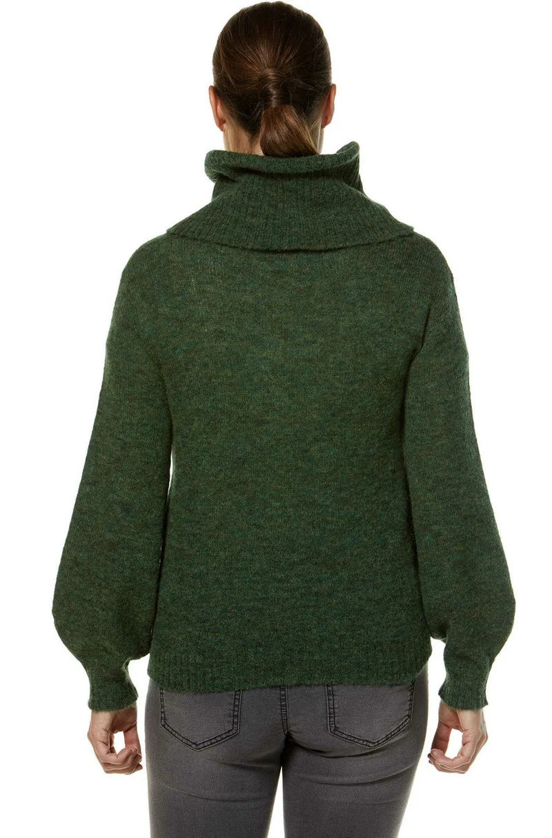 Alpaka Rollkragenpullover SALOMON – Modischer Crop-Strick mit Applikationen