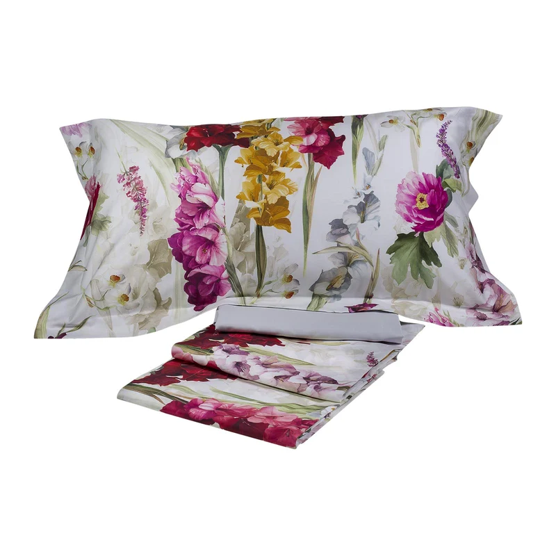 Completo Lenzuola charming flowers Floreale in Raso di cotone