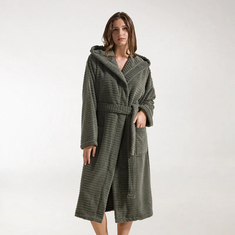 Accappatoio con Cappuccio stripe in Cotone 420 gr/mq